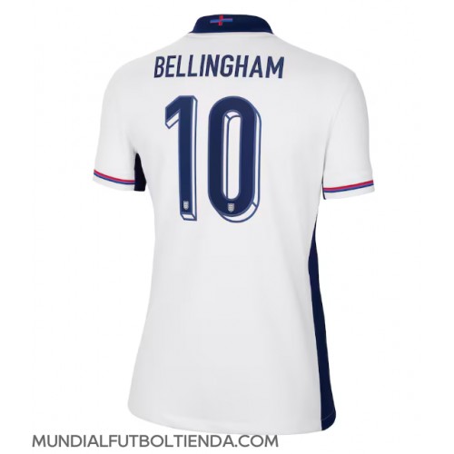 Camiseta Inglaterra Jude Bellingham #10 Primera Equipación Replica Eurocopa 2024 para mujer mangas cortas